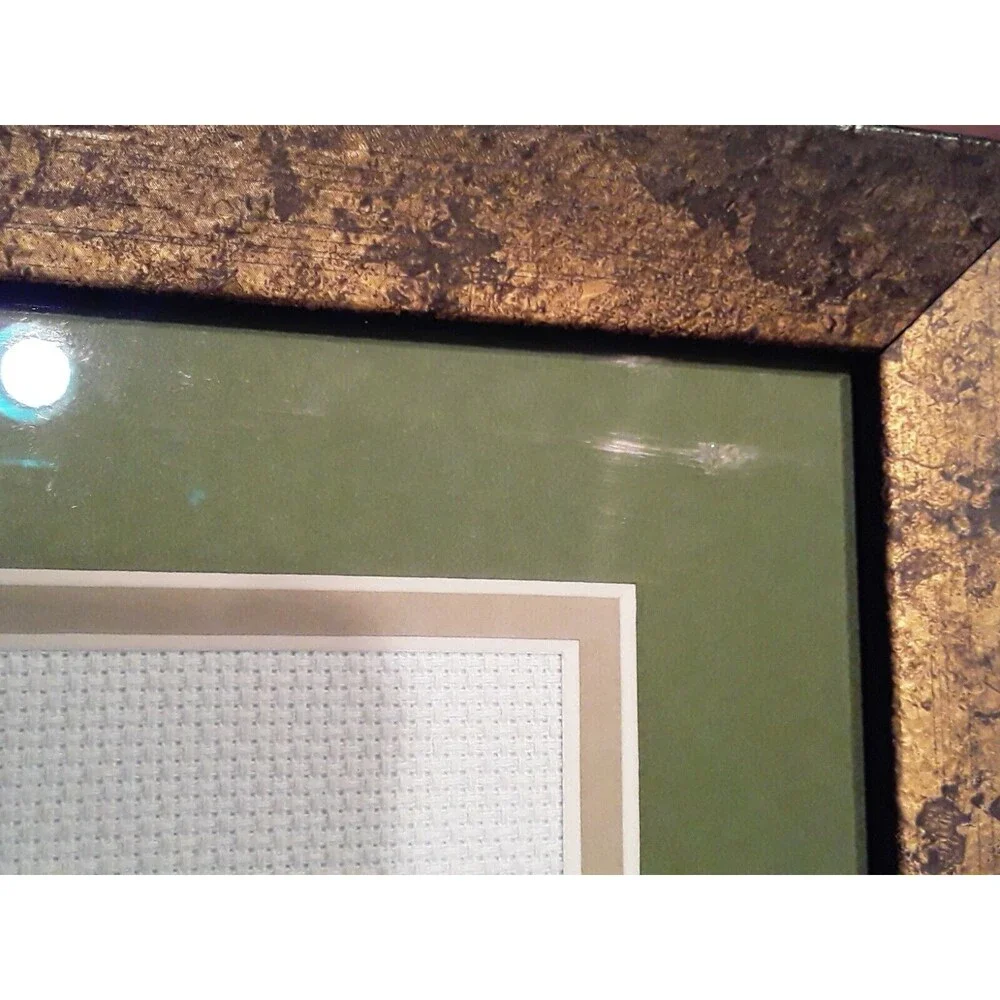 Lovely framed Cross Stitch Bird, 12.5 x 11 solid frame